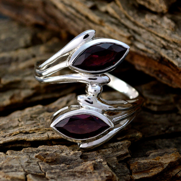 Garnet Trilogy German Sterling Silver Red Gemstone Essential  Contemporary Ring Jewelry