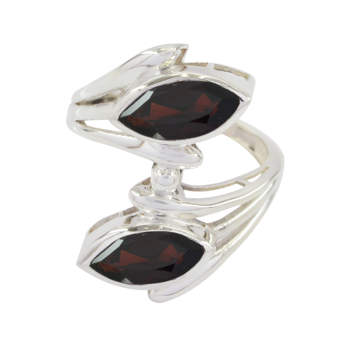 Garnet Trilogy German Sterling Silver Red Gemstone Essential  Contemporary Ring Jewelry