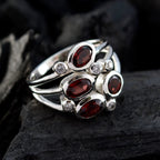 Garnet quarter Indian Sterling Silver Red Gemstones Minimal Sophisticated Ring Jewelry