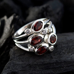 Garnet quarter Indian Sterling Silver Red Gemstones Minimal Sophisticated Ring Jewelry