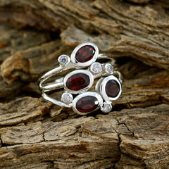 Garnet quarter Indian Sterling Silver Red Gemstones Minimal Sophisticated Ring Jewelry