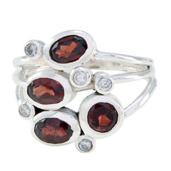 Garnet quarter Indian Sterling Silver Red Gemstones Minimal Sophisticated Ring Jewelry