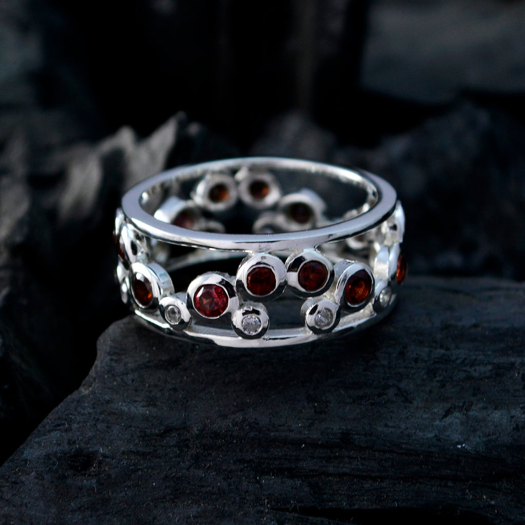 Garnet multiple African 925 Silver Red Gems Mid weight Eternity Band Jewellery