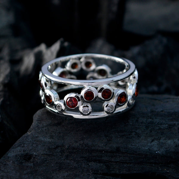 Garnet multiple African 925 Silver Red Gems Mid weight Eternity Band Jewellery