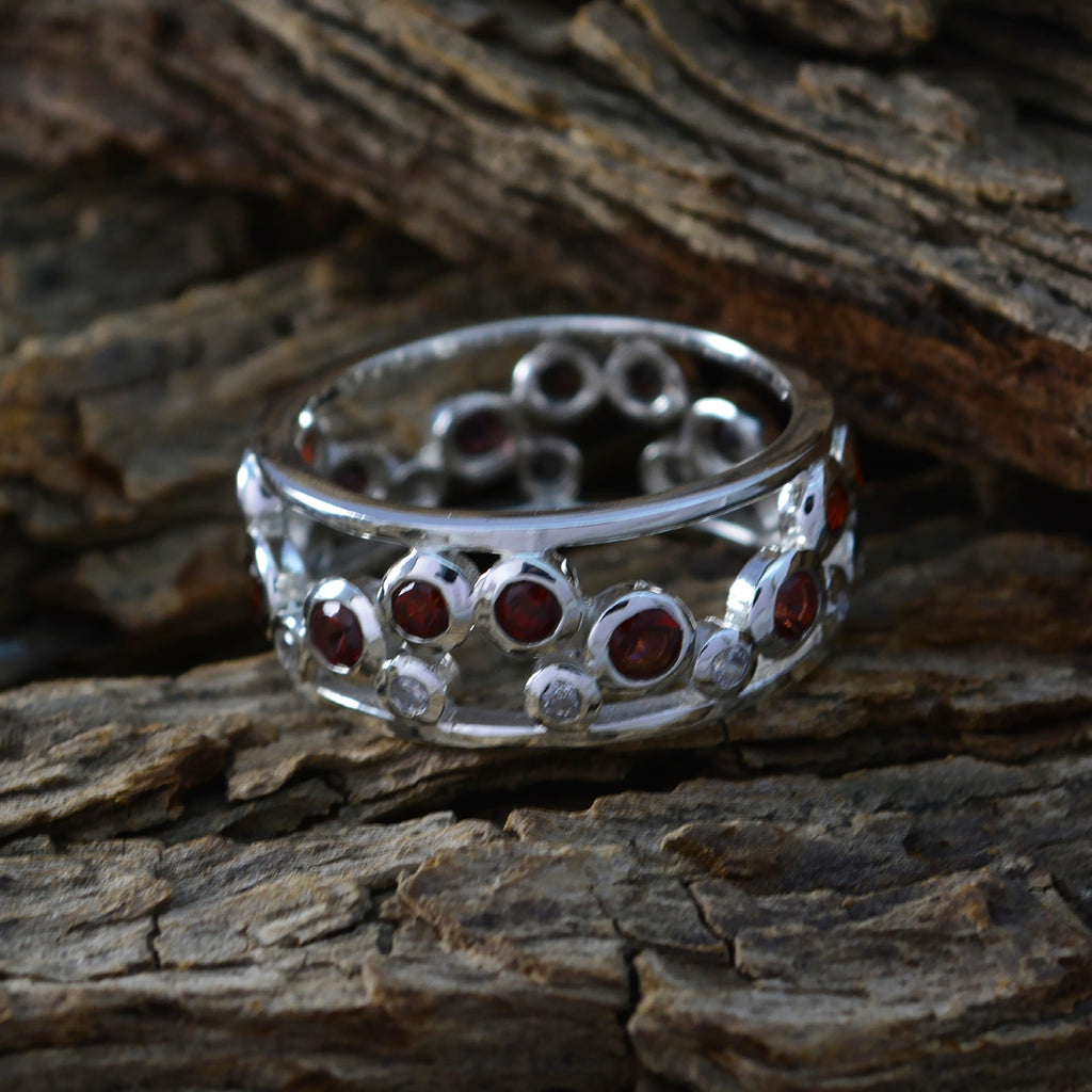 Garnet multiple African 925 Silver Red Gems Mid weight Eternity Band Jewellery