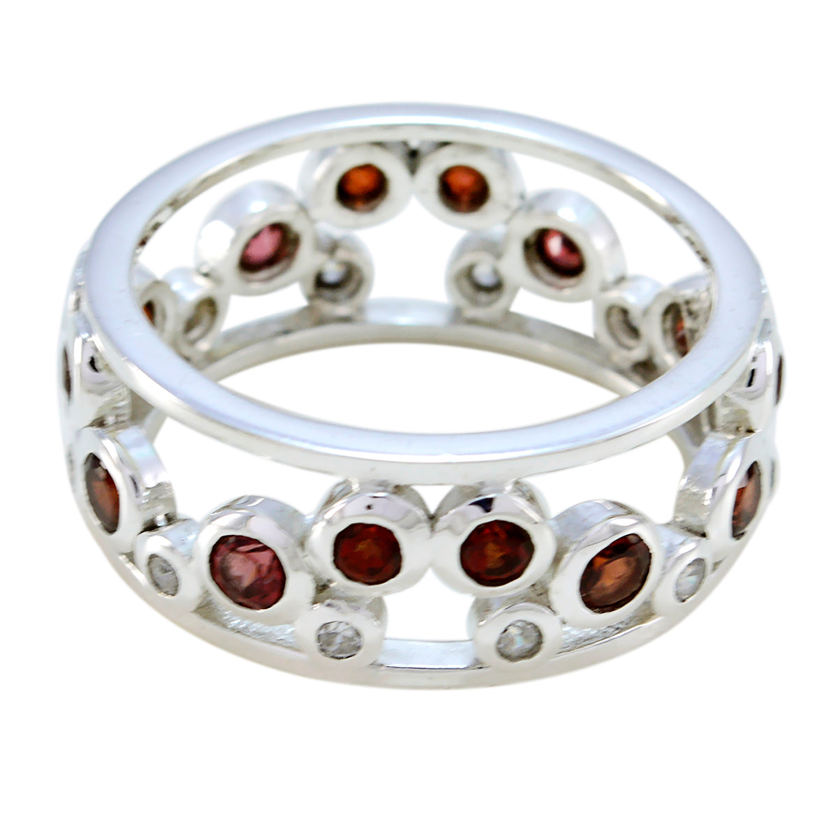 Garnet multiple African 925 Silver Red Gems Mid weight Eternity Band Jewellery Hoofdafbeelding
