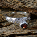 Garnet Halo Moroccan 925 Sterling Silver Red Gemstones Minimal Romantic Ring Jewelry