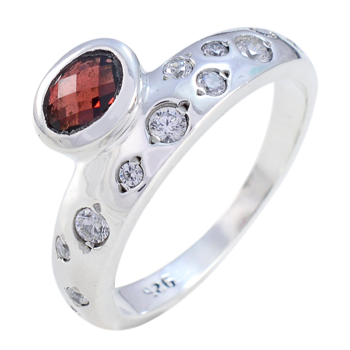 Granat Halo Marockansk 925 Sterling Silver Röda Ädelstenar Minimal Romantisk Ring Smycken Sekundär produktbild