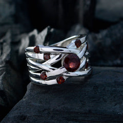 Garnet Navratna Egyptian Silver Red Gems Eye catching Trendy Ring Jewellery