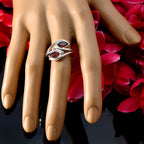 Garnet Toi et Moi Egyptian 925 Silver Red Gemstone Slim Modern Ring Jewelry