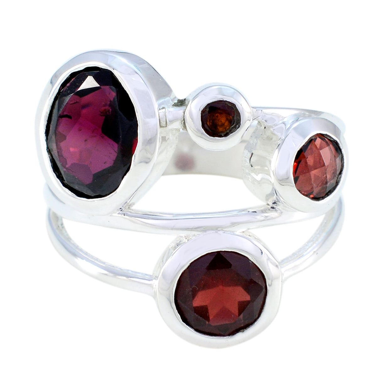 Garnet quarter Moroccan Silver Red Gemstones Minimal Fairytale Ring Jewellery メイン画像
