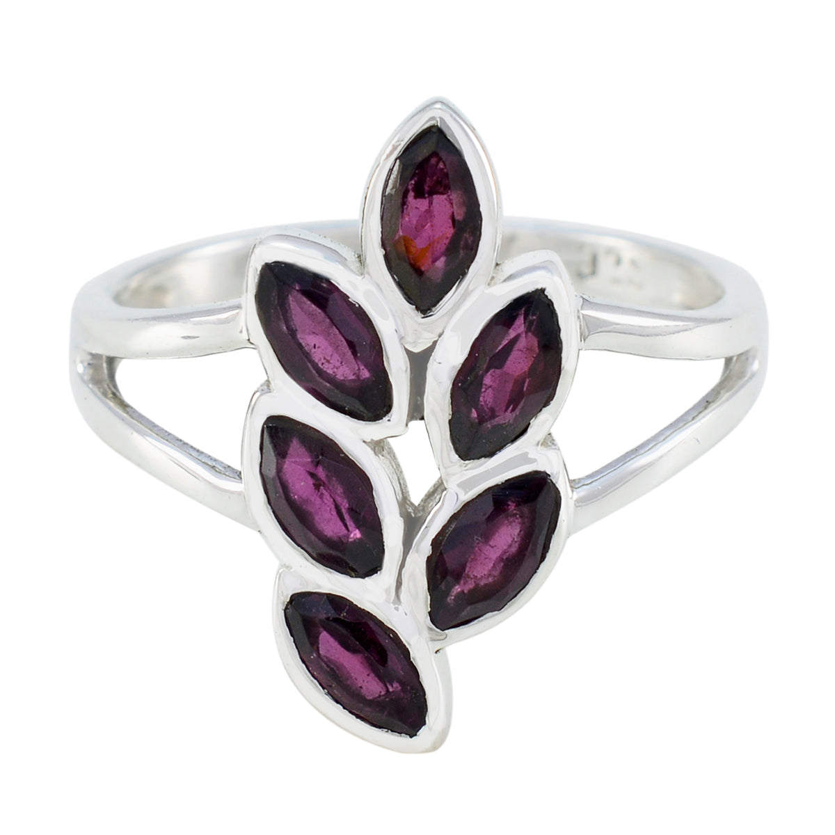 Garnet Hexa Indian 925 Silver Red Gems Slim Boho Ring Jewellery Hoofdafbeelding