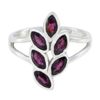 Garnet Hexa Indian 925 Silver Red Gems Slim Boho Ring Jewellery