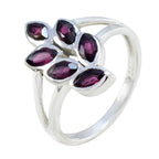 Garnet Hexa Indian 925 Silver Red Gems Slim Boho Ring Jewellery