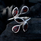 Garnet Penta Moroccan Silver Red Gemstones Eye catching Abstract Ring Jewelry
