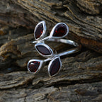 Garnet Penta Moroccan Silver Red Gemstones Eye catching Abstract Ring Jewelry