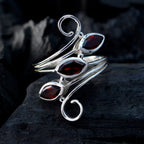 Garnet Trilogy Indian Silver Red Gems Eye catching Trendy Ring Jewellery