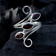 Garnet Trilogy Indian Silver Red Gems Eye catching Trendy Ring Jewellery