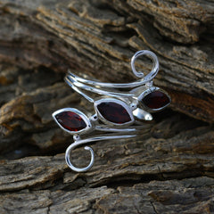 Garnet Trilogy Indian Silver Red Gems Eye catching Trendy Ring Jewellery