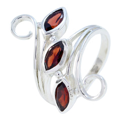 Garnet Trilogy Indian Silver Red Gems Eye catching Trendy Ring Jewellery