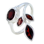 Garnet quarter African Sterling Silver Red Gemstone Minimal Leafy Ring Jewelry