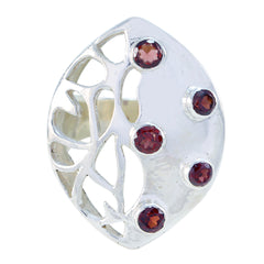 Garnet Penta Russian 925 Silver Red Gemstones Versatile Modern Ring Jewellery