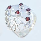 Garnet Penta Russian 925 Silver Red Gemstones Versatile Modern Ring Jewellery