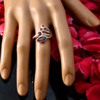Garnet quarter Moroccan 925 Silver Red Gemstone Slim Graceful Ring Jewellery