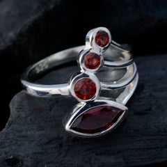 Garnet quarter Moroccan 925 Silver Red Gemstone Slim Graceful Ring Jewellery