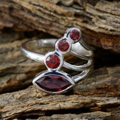 Garnet quarter Moroccan 925 Silver Red Gemstone Slim Graceful Ring Jewellery