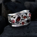 Garnet Hepta Latin American 925 Sterling Silver Red Gems Mid weight Filigree Ring Jewelry