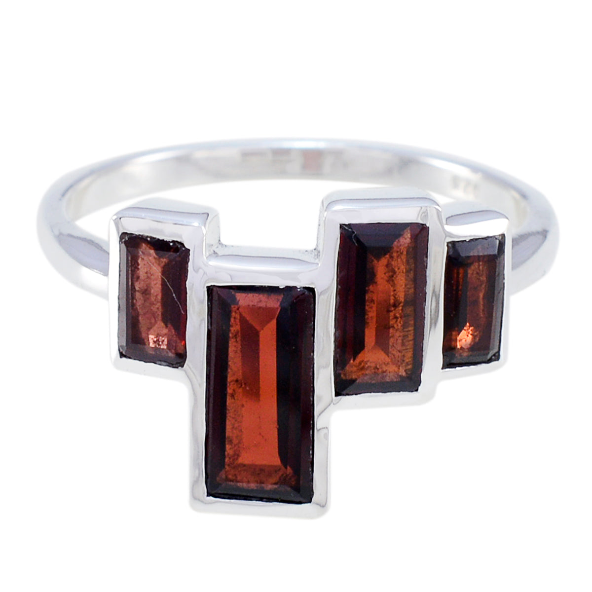 Garnet quarter Russian Sterling Silver Red Gemstones Featherlight Cultural Ring Jewelry メイン画像