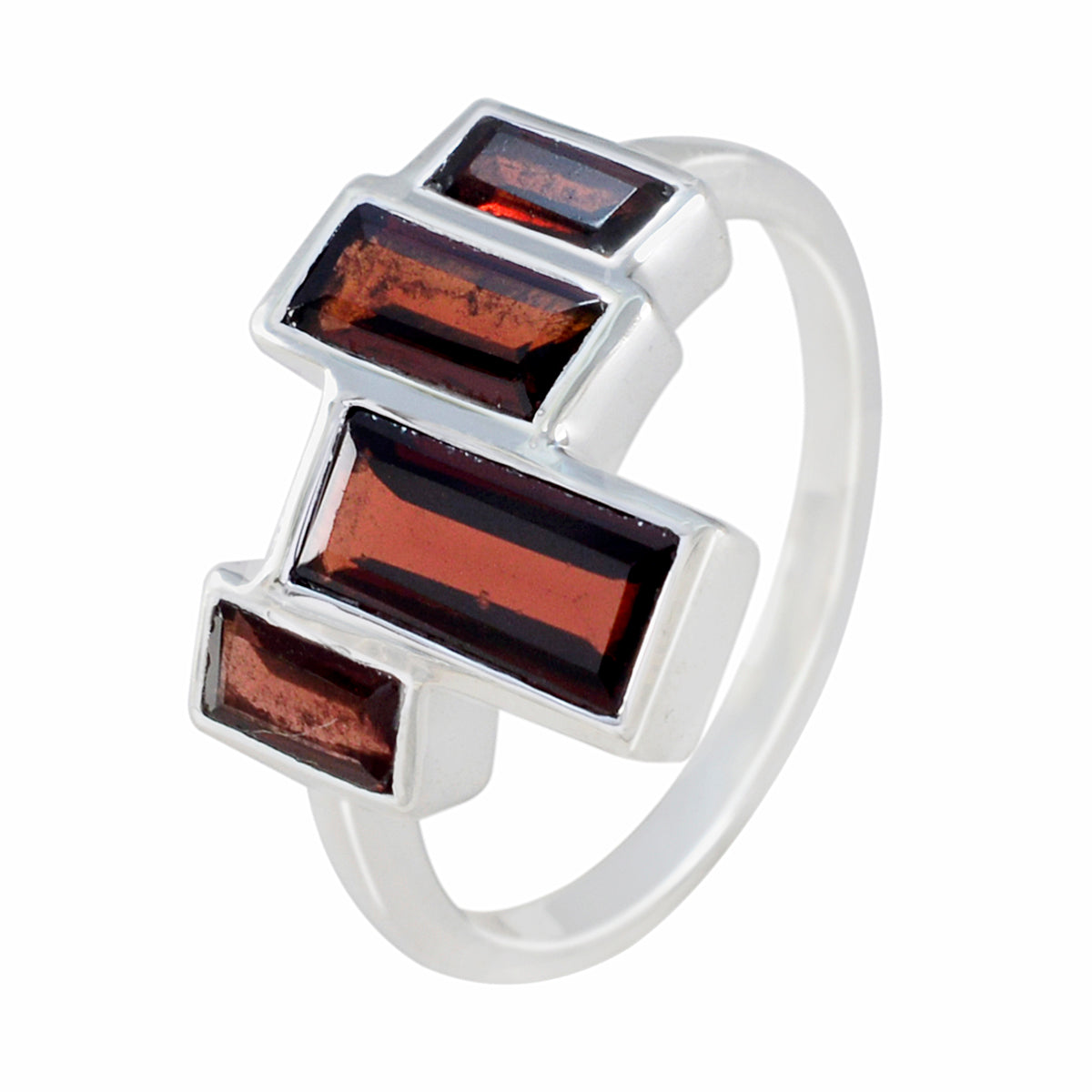 Granatkvarts rysk sterlingsilver röda ädelstenar fjäderlätt kulturell ring smycke Sekundär produktbild