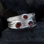 Garnet Trilogy German 925 Sterling Silver Red Gemstone Tiny Love Ring Jewelry