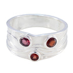 Garnet Trilogy German 925 Sterling Silver Red Gemstone Tiny Love Ring Jewelry
