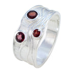 Garnet Trilogy German 925 Sterling Silver Red Gemstone Tiny Love Ring Jewelry