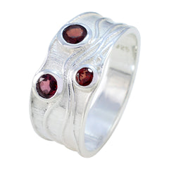 Garnet Trilogy German 925 Sterling Silver Red Gemstone Tiny Love Ring Jewelry