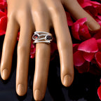 Garnet Toi et Moi Indian Silver Red Gemstones Slim Artisan Ring Jewellery