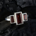 Garnet Trilogy French 92.5 Silver Red Gemstones Featherlight Cultural Ring Jewellery
