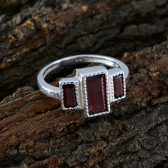 Garnet Trilogy French 92.5 Silver Red Gemstones Featherlight Cultural Ring Jewellery
