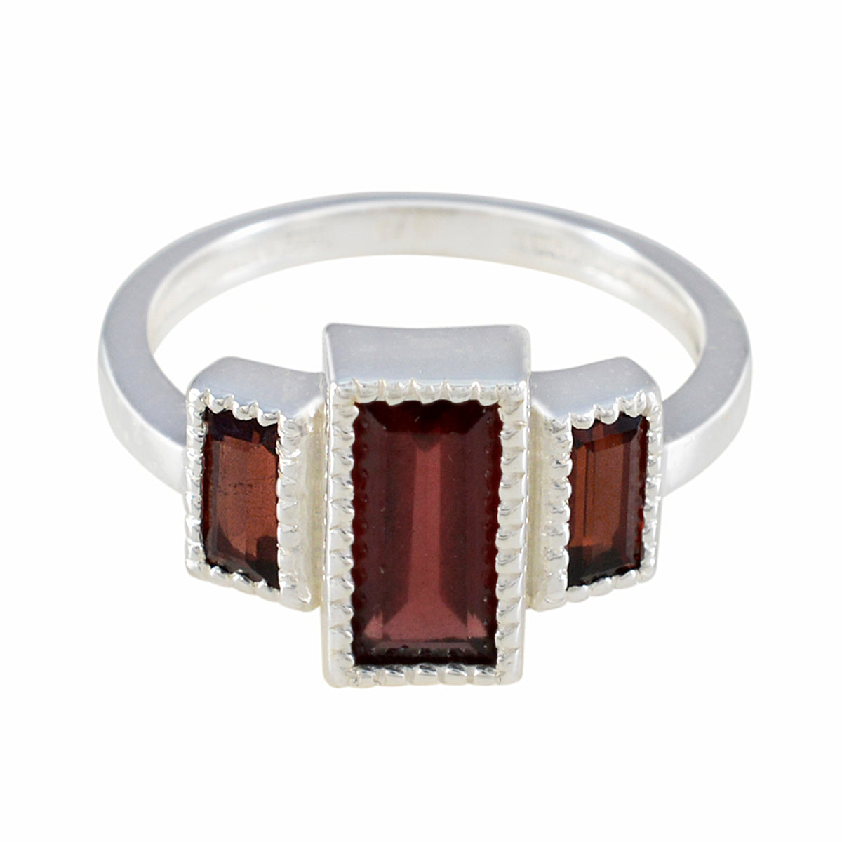 Garnet Trilogy French 92.5 Silver Red Gemstones Featherlight Cultural Ring Jewellery Главное изображение товара