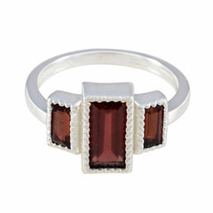 Garnet Trilogy French 92.5 Silver Red Gemstones Featherlight Cultural Ring Jewellery