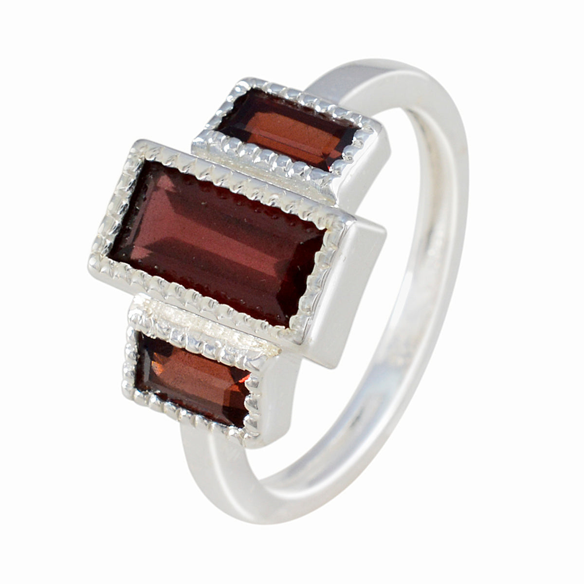 Garnet Trilogy French 92.5 Silver Red Gemstones Featherlight Cultural Ring Jewellery Второстепенное изображение товара