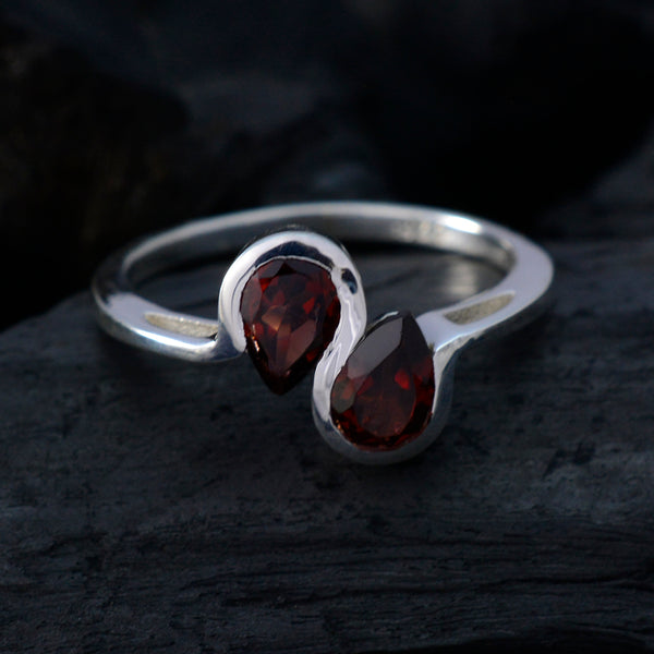Garnet Toi et Moi Japanese 925 Silver Red Gemstone Dainty Boho Ring Jewellery