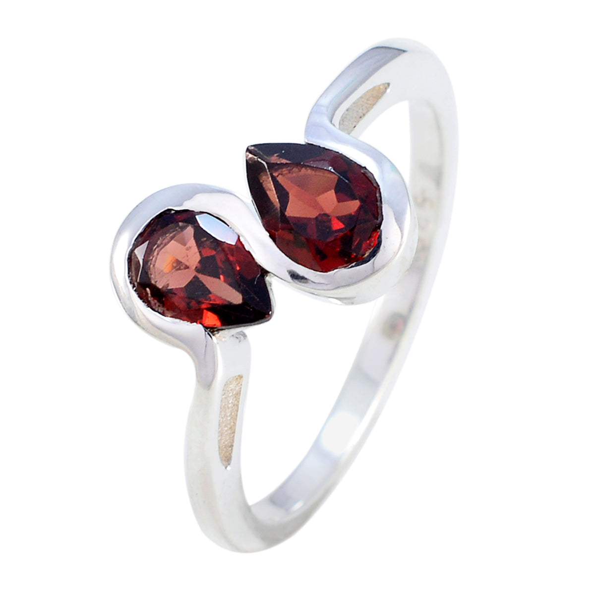 Garnet Toi et Moi Japanese 925 Silver Red Gemstone Dainty Boho Ring Jewellery