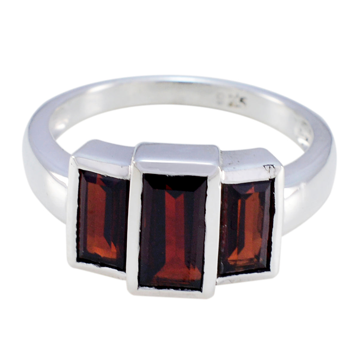 Garnet Trilogy Egyptian 925 Silver Red Gems Minimal Luxurious Ring Jewelry Immagine principale del prodotto