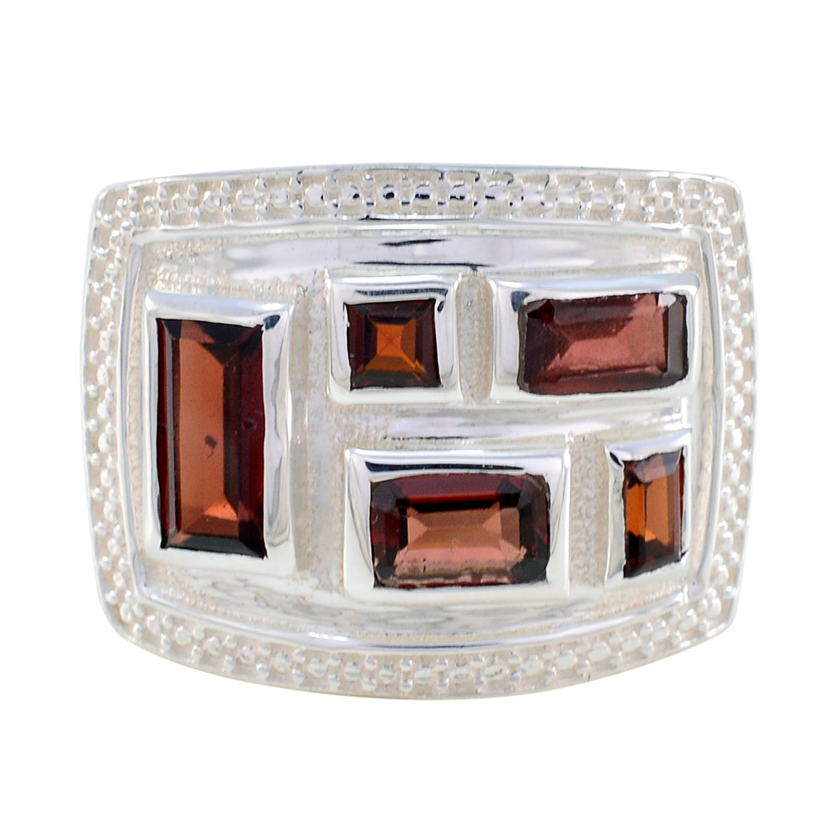 Garnet penta French 92.5 Silver Red Gemstone Versatile Contemporary Ring Jewellery Главное изображение товара