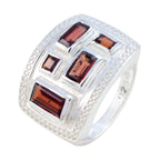 Garnet penta French 92.5 Silver Red Gemstone Versatile Contemporary Ring Jewellery