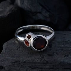Garnet Trilogy Korean 925 Sterling Silver Red Gems Whisper thin Modern Ring Jewelry