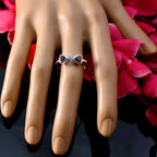 Garnet Toi et Moi Korean 925 Silver Red Gems Dainty Sophisticated Ring Jewelry